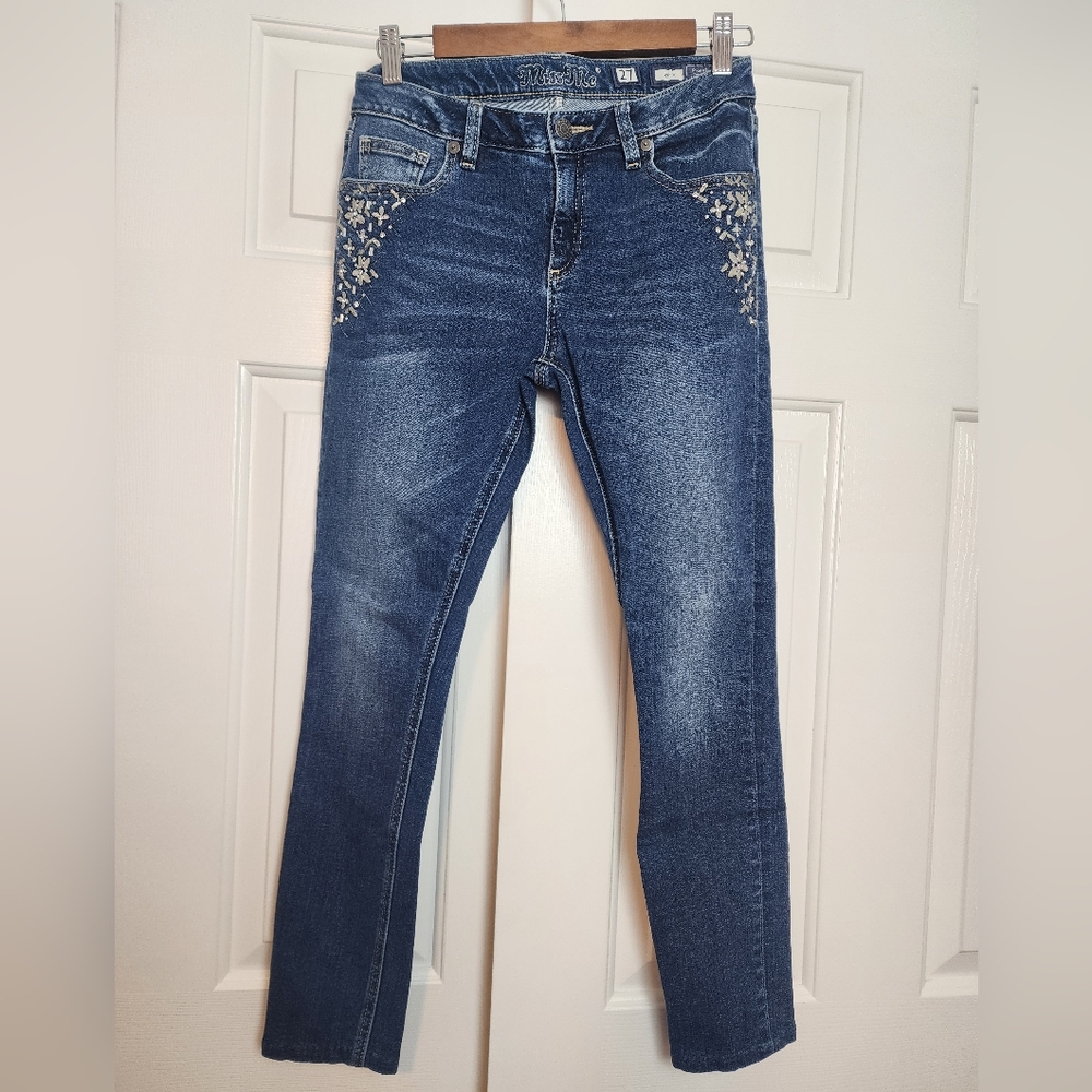 Miss Me Skinny Embroidered Gem Dark Wash  Blue Women's Jeans Size 27